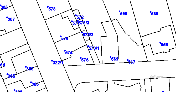 Parcela st. 573/1 v KÚ Kročehlavy, Katastrální mapa