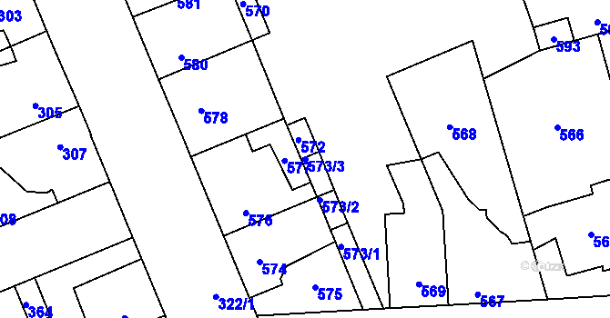 Parcela st. 573/3 v KÚ Kročehlavy, Katastrální mapa