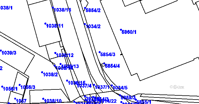 Parcela st. 5854/3 v KÚ Kročehlavy, Katastrální mapa