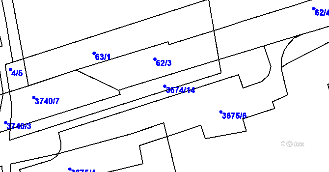 Parcela st. 3674/14 v KÚ Kročehlavy, Katastrální mapa