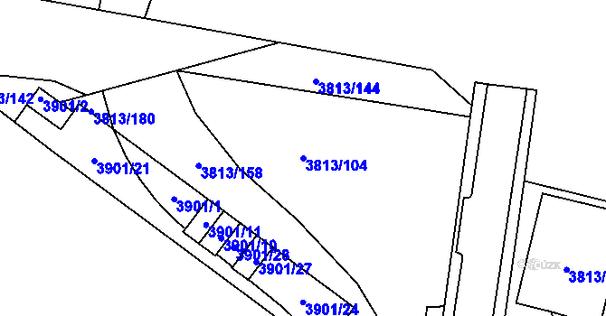 Parcela st. 3813/104 v KÚ Kročehlavy, Katastrální mapa