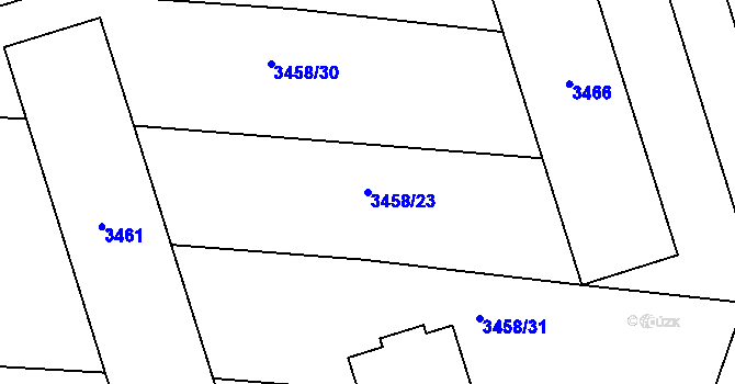 Parcela st. 3458/23 v KÚ Kročehlavy, Katastrální mapa