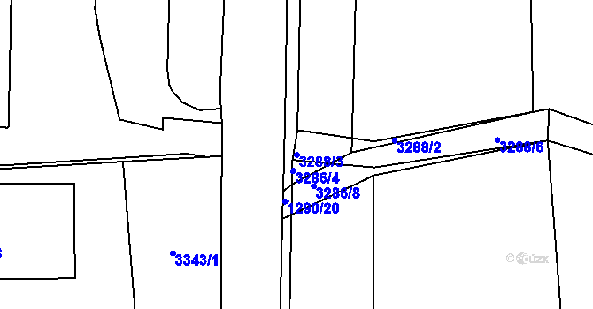 Parcela st. 3288/3 v KÚ Kročehlavy, Katastrální mapa