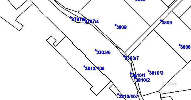 Parcela st. 3303/6 v KÚ Kročehlavy, Katastrální mapa