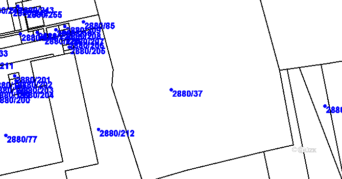Parcela st. 2880/37 v KÚ Kročehlavy, Katastrální mapa