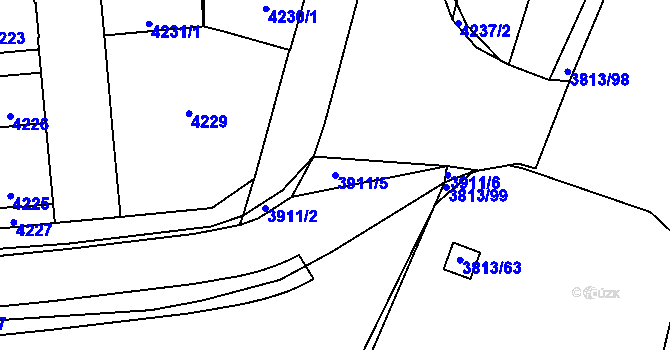 Parcela st. 3911/5 v KÚ Kročehlavy, Katastrální mapa
