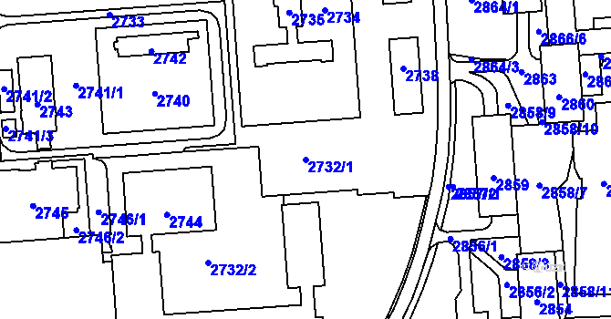 Parcela st. 2732/1 v KÚ Kročehlavy, Katastrální mapa