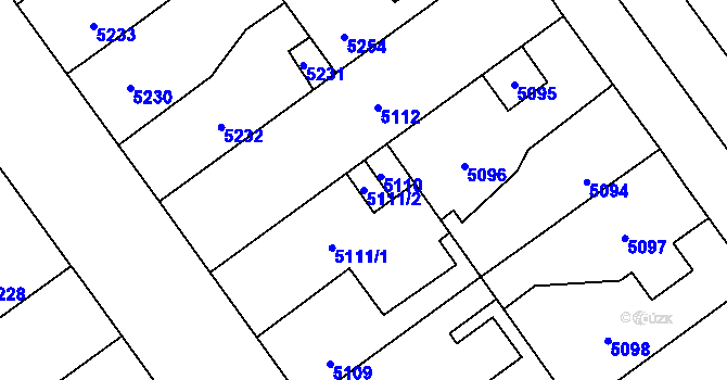 Parcela st. 5111/2 v KÚ Kročehlavy, Katastrální mapa