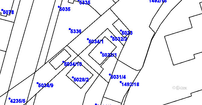 Parcela st. 5032/1 v KÚ Kročehlavy, Katastrální mapa