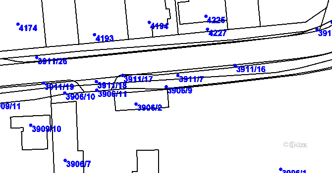 Parcela st. 3906/9 v KÚ Kročehlavy, Katastrální mapa