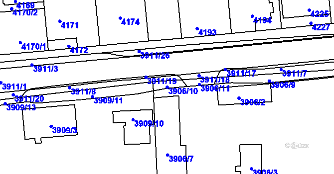 Parcela st. 3906/10 v KÚ Kročehlavy, Katastrální mapa