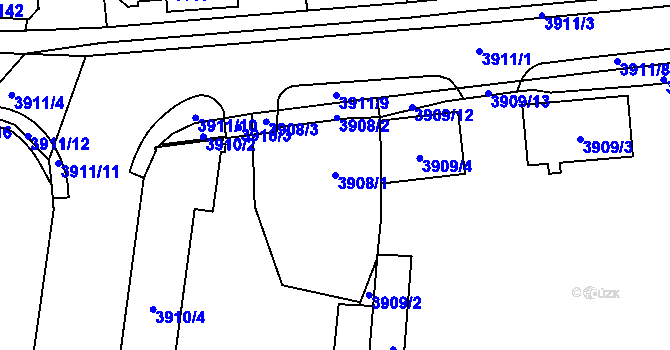 Parcela st. 3908/1 v KÚ Kročehlavy, Katastrální mapa