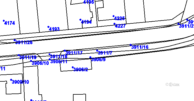 Parcela st. 3911/7 v KÚ Kročehlavy, Katastrální mapa