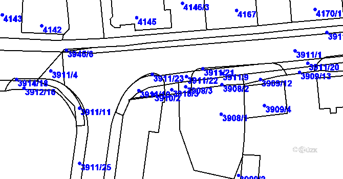 Parcela st. 3910/3 v KÚ Kročehlavy, Katastrální mapa