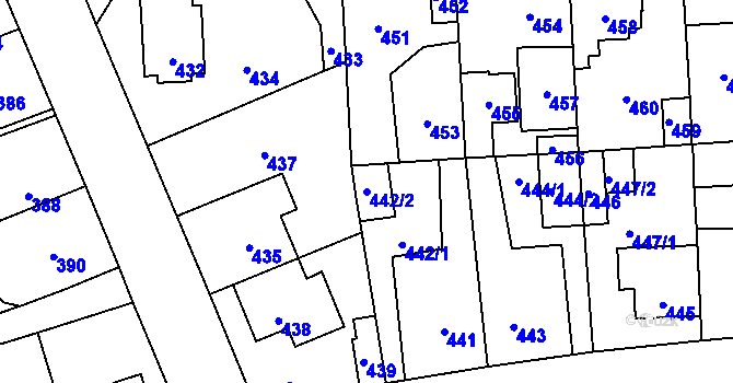 Parcela st. 442/2 v KÚ Kročehlavy, Katastrální mapa