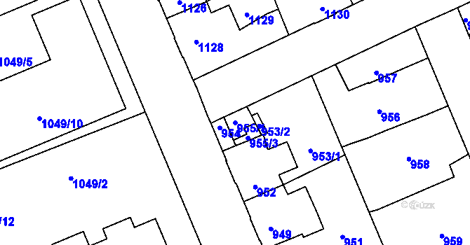 Parcela st. 955/1 v KÚ Kročehlavy, Katastrální mapa