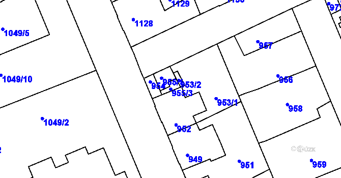 Parcela st. 955/3 v KÚ Kročehlavy, Katastrální mapa