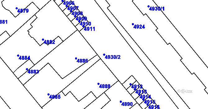 Parcela st. 4930/2 v KÚ Kročehlavy, Katastrální mapa