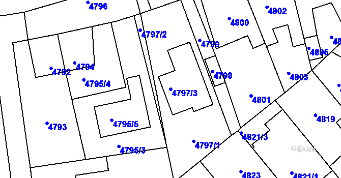 Parcela st. 4797/3 v KÚ Kročehlavy, Katastrální mapa
