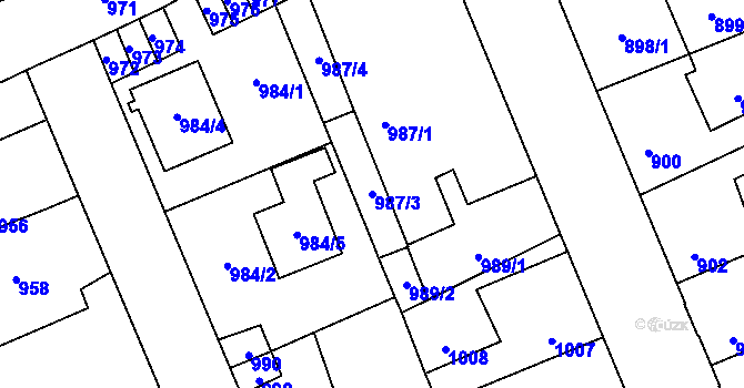 Parcela st. 987/3 v KÚ Kročehlavy, Katastrální mapa