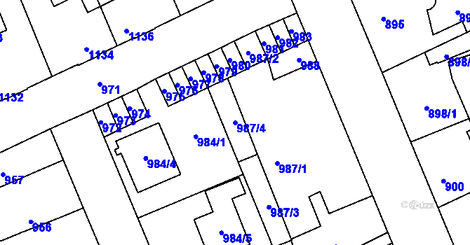 Parcela st. 987/4 v KÚ Kročehlavy, Katastrální mapa