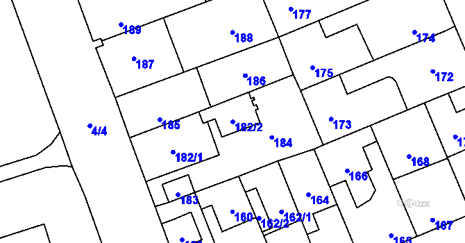 Parcela st. 182/2 v KÚ Kročehlavy, Katastrální mapa