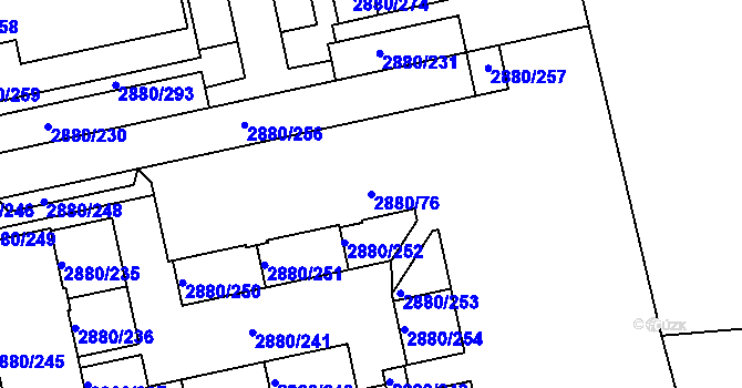 Parcela st. 2880/76 v KÚ Kročehlavy, Katastrální mapa