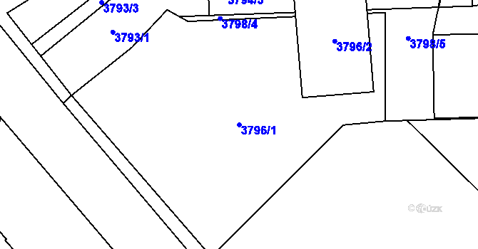 Parcela st. 3796/1 v KÚ Kročehlavy, Katastrální mapa