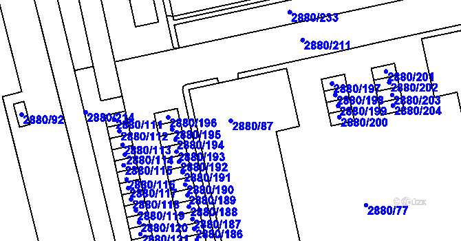 Parcela st. 2880/87 v KÚ Kročehlavy, Katastrální mapa