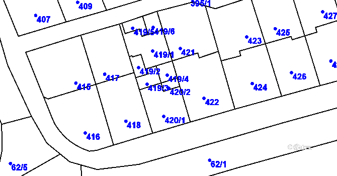 Parcela st. 420/2 v KÚ Kročehlavy, Katastrální mapa