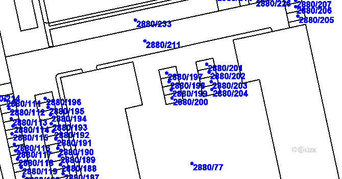 Parcela st. 2880/199 v KÚ Kročehlavy, Katastrální mapa