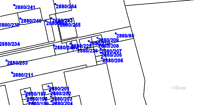 Parcela st. 2880/206 v KÚ Kročehlavy, Katastrální mapa