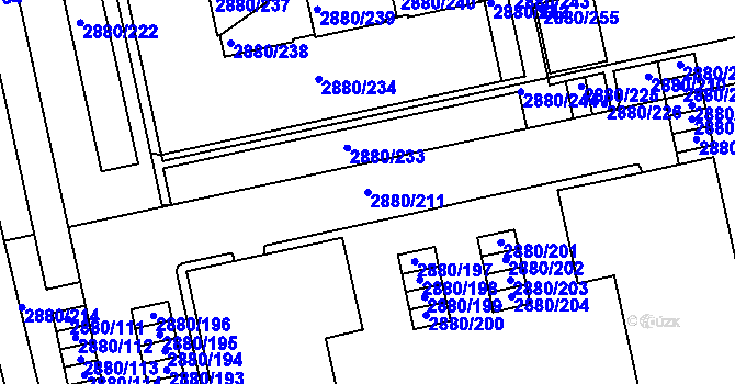 Parcela st. 2880/211 v KÚ Kročehlavy, Katastrální mapa
