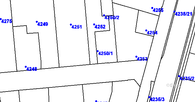 Parcela st. 4250/1 v KÚ Kročehlavy, Katastrální mapa