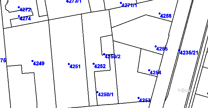 Parcela st. 4250/2 v KÚ Kročehlavy, Katastrální mapa