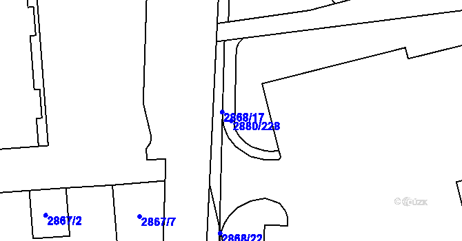 Parcela st. 2880/228 v KÚ Kročehlavy, Katastrální mapa