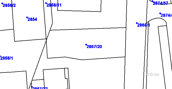 Parcela st. 2867/20 v KÚ Kročehlavy, Katastrální mapa