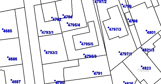 Parcela st. 4795/5 v KÚ Kročehlavy, Katastrální mapa