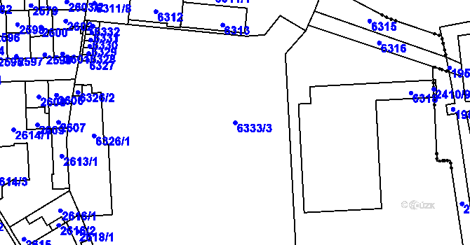 Parcela st. 6333/3 v KÚ Kročehlavy, Katastrální mapa