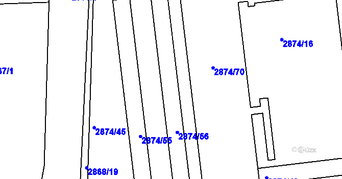 Parcela st. 2874/56 v KÚ Kročehlavy, Katastrální mapa