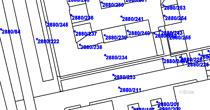Parcela st. 2880/234 v KÚ Kročehlavy, Katastrální mapa
