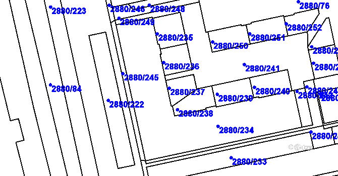 Parcela st. 2880/237 v KÚ Kročehlavy, Katastrální mapa