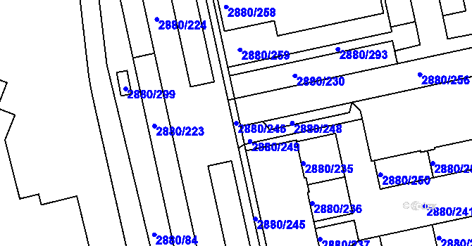 Parcela st. 2880/246 v KÚ Kročehlavy, Katastrální mapa