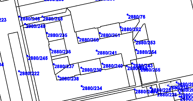 Parcela st. 2880/241 v KÚ Kročehlavy, Katastrální mapa