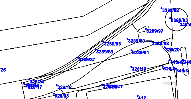 Parcela st. 3289/89 v KÚ Kročehlavy, Katastrální mapa
