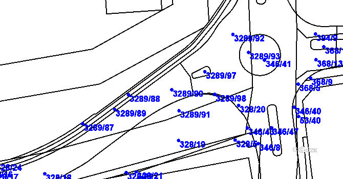 Parcela st. 3289/90 v KÚ Kročehlavy, Katastrální mapa