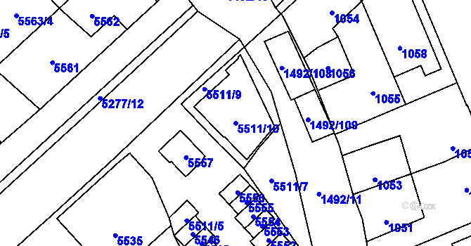 Parcela st. 5511/10 v KÚ Kročehlavy, Katastrální mapa