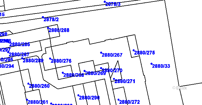 Parcela st. 2880/267 v KÚ Kročehlavy, Katastrální mapa