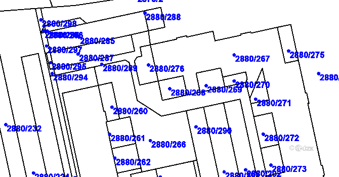 Parcela st. 2880/268 v KÚ Kročehlavy, Katastrální mapa