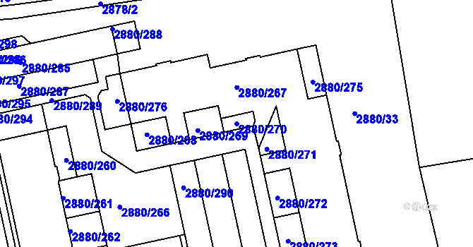 Parcela st. 2880/270 v KÚ Kročehlavy, Katastrální mapa